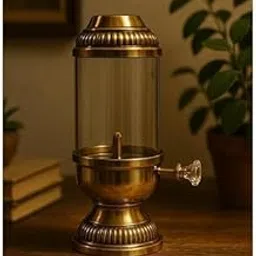 Vintage Style Oil Lamp, Brass Finish, Crystal Glass Handle, Decorative Table Light-picture-38