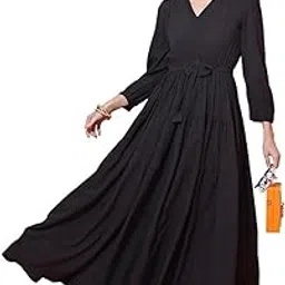 sheetal associates Women's Casual 3/4 Sleeve Crepe Fit and Flare Dress| Comfortable Relaxed Fit Summer Party Dress-picture-11