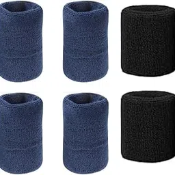 NATANI Traders Athletic Wristband, Cotton Knit Sweatband, Navy Blue and Black, 8cm x 8cm, Sports Sweat Absorbing Band, 6 Pack-picture-34