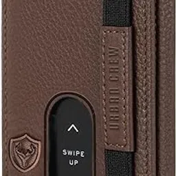 urban crew Smart Slim Wallet for Men – RFID Blocking Leather Card Holder with Swipe-Up Slot & Elastic Strap – Minimalist Front Pocket Wallet (Brown)-picture-13