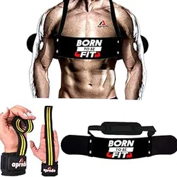 Aprodo Gym Fitness Combo (Arm Blaster with Yellow Weight Lifting Strap) (Born to Be Fit & Yellow WLS)-picture-24