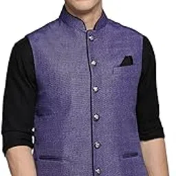 SHOWOFF Men's Solid Blue Ethnic Nehru Jackets-BD-901_Blue-image-5