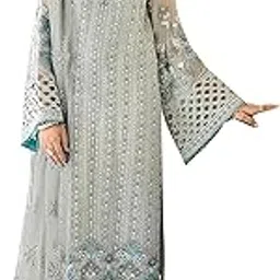 rudraprayag Women's Georgette Fabric With Embroidery Work Traditional Ethnic Semi Stitched Pakistani Long Suit With Work Dupatta-picture-34