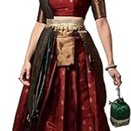 Unstitched Multicolor Traditional Lehenga Set with Blouse & Dupatta | Silk Blend for Women South Indian Half Saree Set-image-67