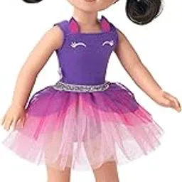 American Girl WellieWishers Emerson 14.5-inch Doll (2021 Version) with Dark Brown Eyes, Black Hair, Purple Leotard, Detachable Layered Pink and Purple Skirt, Ages 4+-image-67
