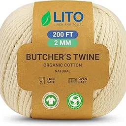 LITO LINEN AND TOWEL 100% Cotton Twine Macrame Thread | Natural Cotton String for Cooking, Baking, Wrapping, Crafts, DIY Garden Decor & Gift Packaging (Natural, 16PLY- 200 FEET- Pack of 1)-picture-11