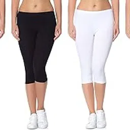 Women's Stretch Fit Cotton Capris (+Cpr220GSM Fe+ (4) :R, B, W, B P:_Red, Black, White, Baby Pink_Free Size)-image-53