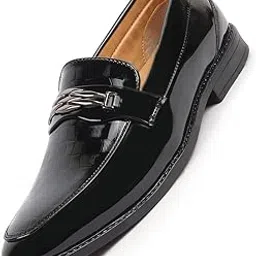 fausto Men's Patent Leather Party Loafers Slip-On Shoes-picture-35