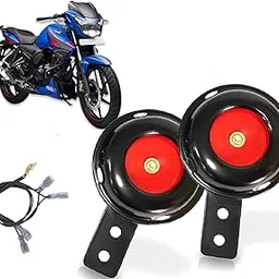 Auto Pearl 12V 110dB 3A Motorcycle Loud Tone Sound Loud Horn Fits Moped Scooter Electric Bike Black-Red with wiring compatible with Apache RTR 160 (Pack of 2)-picture-33