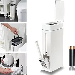 Rv Camper Trash Can Inside [Space Saving & Odor-Proof], Skinny Bathroom Trash Can and Toilet Brush Set, Ultra Slim Trash Can Bathroom with Lid, Small Garbage Can Tiny Trash Bin Built-in Bag Dispenser-image-64