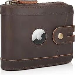 polare original Polare Full Grain Leather Bifold Wallet for Men RFID Blocking Card Case with AirTag Slot and YKK Zip Coin Pocket, Dark Brown, Bifold-picture-56