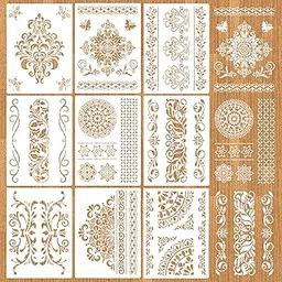 MWOOT 9Pcs Mandala Flower Stencils Kit, Reusable Drawing Painting Templates for Wood Wall Art Designs, DIY Butterfly Paint Templates for Painting on Kitchen Floor Scrapbooking Decoration (28x21CM)-image-54