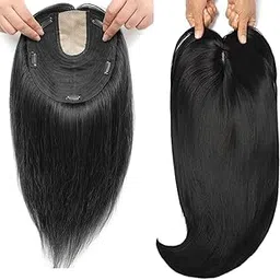 BLUSHIA 5 Clip Matt Hair Topper, hair Middle Partition Straight Synthetic Hairpiece/Hair Extensions for Women/Girls (Black Color/22 Inch)-picture-31