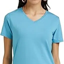 amazon brand - symbol Women Cotton Stretch Half Sleeve V-Neck Regular Fit T-Shirt (Pack of 2)-picture-46