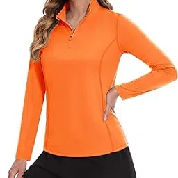 tacvasen Women's UPF 50+ Shirts Long Sleeve Sun Protection Shirts Lightweight Summer Quick Dry Shirts, Orange, Medium-picture-17