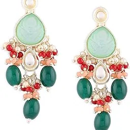 zaveri pearls Multicolor Stones & Beads Ethnic Drop Earring For Women-ZPFK15383-picture-11