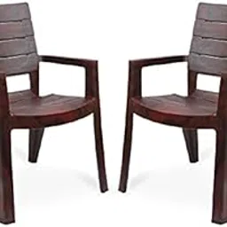 OAKNEST Cello Jordan High Back Plastic Chair| Arm Rest Chair for Living Room, Bed Room and Garden Use| Weight Bearing Capacity 200 Kgs| Replascement Warranty* (Rosewood), Set of 2 Piece-image-12