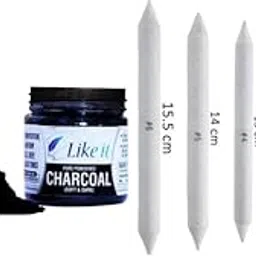 ARROLLIANT Combo White Paper Stump Blender with Artist Black Charcoal Powder 30grams for Beginners for Fine Artwork Sketching Drawing-picture-17
