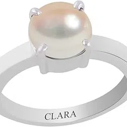 clara Certified Pearl (Moti) 6.5cts or 7.25ratti 4 Prongs Silver Ring for Men and Women-picture-18