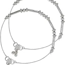 Indian Traditional White Metal Anklets Payal Pair for Women Girls (1905518)-image-55