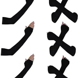 Summer Wear Sun Burn UV Rays Protection Stretchable Cool Driving Riding Cycling Arm Sleeves Unisex Black Color Hand Gloves With Thumb Hole For Men, Boys And Women, Girls Multipack Combo Pack Of 3 Pair-picture-68