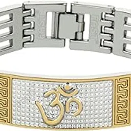 fast IB02 Silver Gold High Durable Plated Finish Lord Shiva Om Positive Energy Feel Kada Bracelet For Men & Boys Bracelets-picture-15