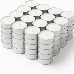 White Unscented Tea Light Candles – Long Burning Paraffin Wax Tealights for Decoration, Weddings, Festivals & Home Ambience (50)-image-3
