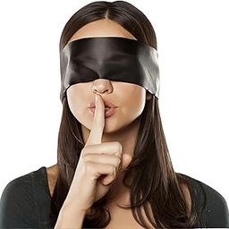 aoxeria Soft Satin Blindfold Black – Romantic Sleep Mask for Couples Sensory Travel Games – Smooth Lightweight Adjustable Eye Cover for Meditation, Bondage Roleplay, Surprise Gift for Men & Women.-picture-0