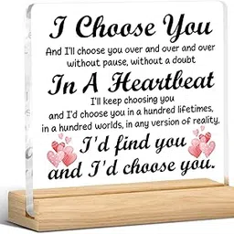 I Love You Gifts for Him Her, Anniversary Valentines Day Gifts for Girlfriend Wife Boyfriend Husband, I Choose You Acrylic Desk Plaque Sign Home Decor-picture-36