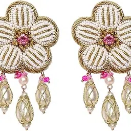 sanjoya by EVERSTYLISH Embroidered Earrings for Women | Floral Beads & Pearl Drop Statement Earrings | Ethnic Jewelry for Weddings, Festivals & Special Occasions-picture-13