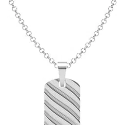 clara Pure 925 Sterling Silver Wave Men Pendant Necklace | With or Without Chain | Gift for Men & Boys |Platinum Plated-picture-36
