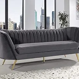 Wood Art City Fabric 3 Seater Chesterfield Sofa for Living Room & Office (Grey)-picture-31