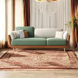 APRODZ Luxelle Earthy Colourblock 3-Seater Sofa – Sage Green, Beige & Tan Fabric Couch | Gold Metal Legs | Removable Cushions | Stylish Modern Sofa for Living Room-image-60