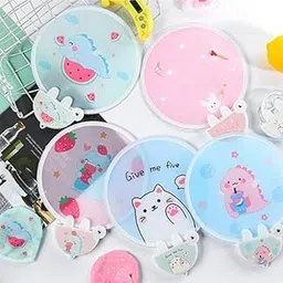 black sparrow Cute Styles Handheld Compact Cooling Hand Fans Foldable Multi-Role Summer Round Fans for Outdoor Games, Party Creative Gift (pack of 3)-picture-40