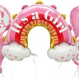 Wanna Party Its a Girl Rainbow Balloon Set-Pack of 5 for Its a Girl Balloons,Baby Girl Foil Balloon, Rainbow Theme Balloons, Baby Shower Foil balloons, Baby Shower Decoration items-picture-20