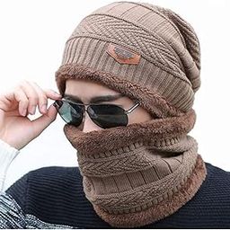 alexvyan Ultra Soft Unisex Woolen Beanie Cap Plus Neck Scarf Set for Men Women Girl Boy - Warm, Snow Proof - 20 Degree Temperature (Soft)-picture-21