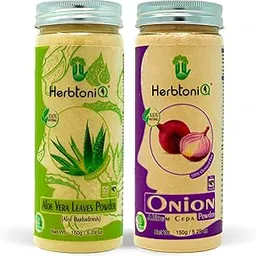 HerbtoniQ 100% Natural Aloevera Leaves(Aloe Barbadensis) and Onion(Allium Cepa) Powder For Dandruff, Hair-Fall Hair Care regimens (300 Gram)-picture-50
