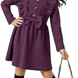 Adorable Ribbed Baby Frock Dress with Elegant Ruffles & Buttons, Charming Full Sleeve A-Line Outfit-image-41