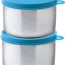 Signora Ware Executive Stainless Steel Big Container | Airtight | Retain Freshness | Ideal for Office & School Use | Great for Carrying Food During Travelling & Outdoors (500ml x 2 | Setof2 | Blue)-picture-30