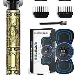 T9 Vintage Professional Hair Trimmer For Men –Golden Metal Body,Cordless,4 Guide Combs,USB Rechargeable,Men'S T9 Golden Metal–Zero Gap Beard & Hair Clipper With Guide Combs & Brush With Butterfly Massager Free-image-97