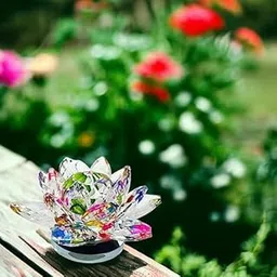 Crystal Glass Lotus Flower for Positive Energy, Feng Shui Vastu Lotus/Kamal Flower, Showpiece for Home Office Decor, Gift Item (Export Quality)-picture-12