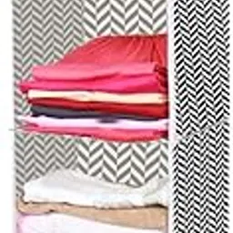PrettyKrafts 4 Tiers Clothes Hanging Organizer, Wardrobe for Regular Garments, Shoes Storage Cupboard, Hanger Bag- Printed (Wave Black)-picture-71