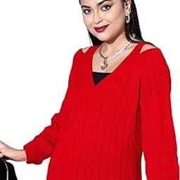 berrylush Women Cable Knitted Pattern V-Neck Cutout Acrylic Ribbed Hem Regular Pullover-picture-42