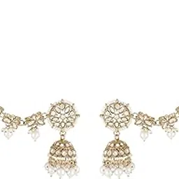 ikliv Traditional Jhumka Earrings with Ear Chain image 1