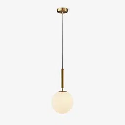 Chandni Décor Pendant Light with Globe Glass Shade, White and Gold Single Pendant Lighting for Dining Room, Living Room, Bedroom (Bulb not Included)-picture-26