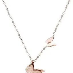 Pendant for Women and Girls Rose Gold Pendant Necklace for Women Western Stainless Steel Butterfly Long Chain Pendants Jewellery for Women Birthday Gift for Girls Anniversary Gift for Wife-311-image-14