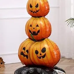 Atpata Funky Jumbo 4 Pumpkins Self Standing Foil Balloon with Base – 43 Inch Halloween Party Decoration for Kids & Adults, Trick or Treat, Haunted House & Photo Booth Centerpiece-picture-18