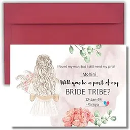 AanyaCentric Pack of 10 5.8x8.3inches Bridesmaid Proposal Self Fill-in Printed Card, 1 for Maid Honour & 9 Bridesmaid, Invitation Best Friends, Ideas Asking Colleagues, Blank at Back-image-0