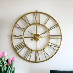 Vintage Clock Iron Gold Large Wall Clock/One Year Warranty / 9061-24, Analog, 5 Centimeters-picture-32