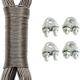 Shivit PVC Coated Steel Wire Rope for Drying Clothes/Clothesline, Length 20 Meter with 4 Metal Clamp Hooks (Multi Colour) – (Pack of 20m * 1) (1)-picture-15